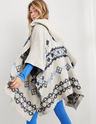 Aerie Fairisle Hooded Poncho