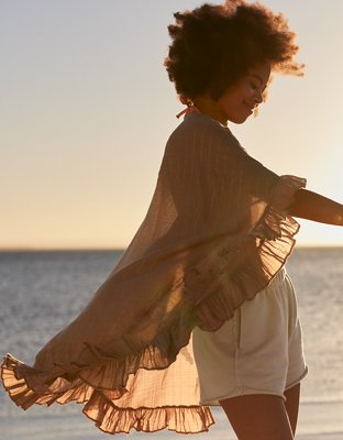 Aerie Gauze Ruffle Cape