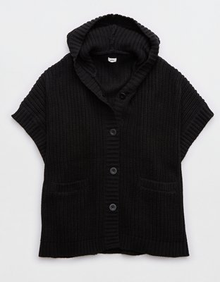 Aerie Hooded Ribbed Cape