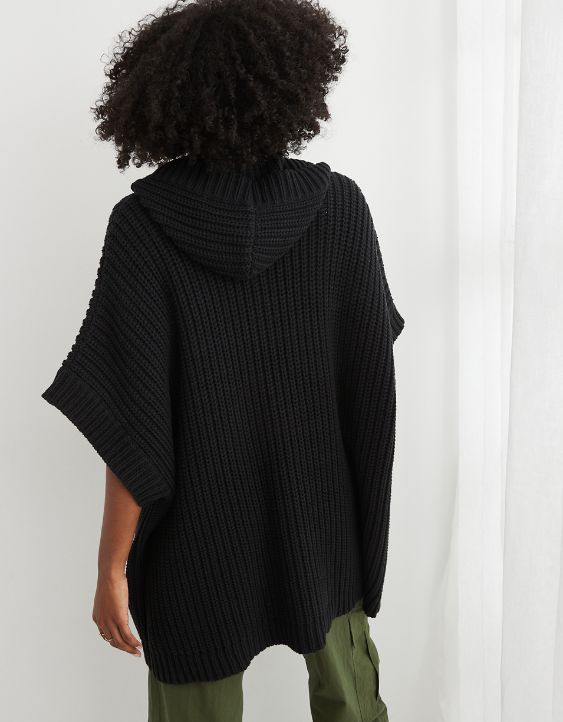Aerie Hooded Ribbed Cape