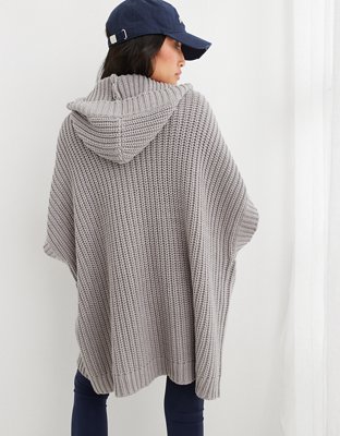 Aerie Hooded Ribbed Cape