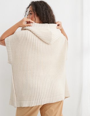 Aerie Hooded Ribbed Cape