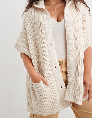 Aerie Hooded Ribbed Cape