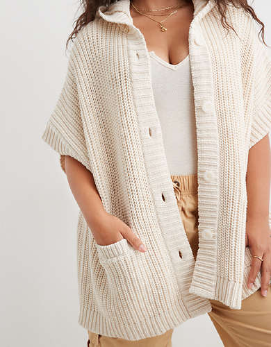 Aerie Hooded Ribbed Cape