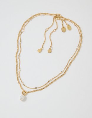 Aerie Twist Chain Pearl Necklace