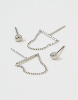 Aerie Bar And Chain Earring 2-Pack