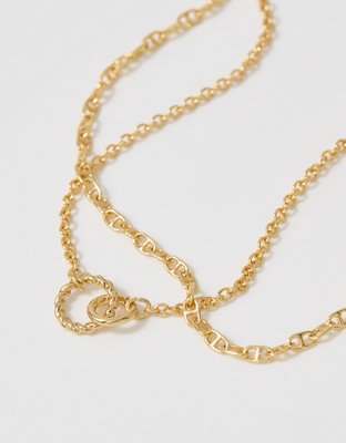 Aerie Twist Double Ring Necklace