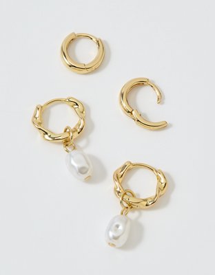 Aerie Twist Pearl Hoop Earrings 2-Pack