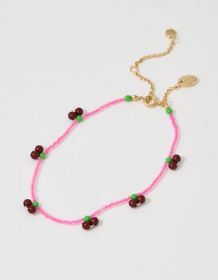 Aerie Cherry Beaded Anklet