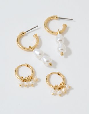 Aerie Hoop And Pearl Earrings 2-Pack