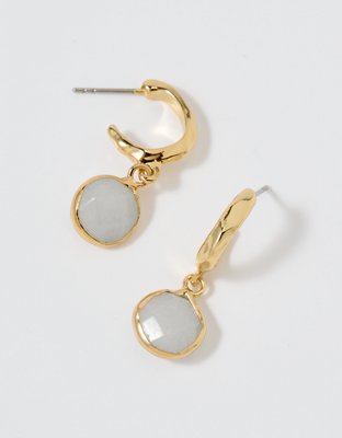 Aerie Colored Stone Hoop Earrings