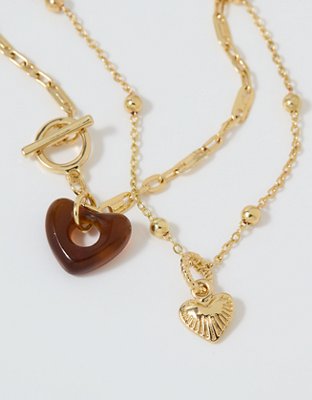 Aerie Etched Torte Heart Necklace Pack