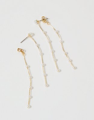 Aerie Floating Pearl Drop Earrings