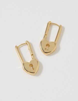 Aerie Heart Lock Drop Earrings