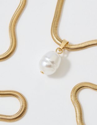 Aerie Omega Chain Pearl Necklace