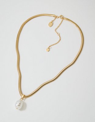 Aerie Omega Chain Pearl Necklace