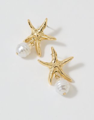 Aerie Starfish Pearl Earrings