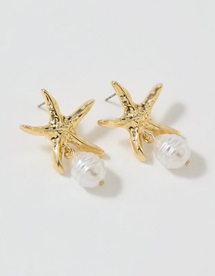 Aerie Starfish Pearl Earrings