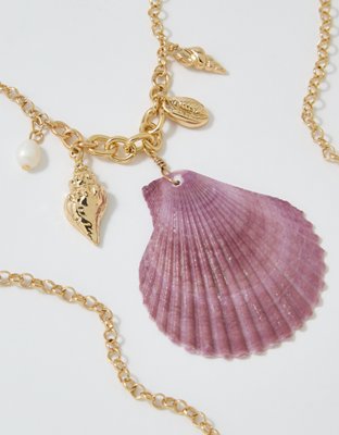Женское колье Aerie Long Shell Pendant, цвет: Золотой — фото 5