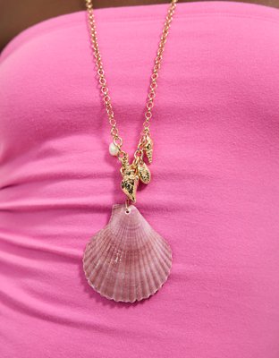 Aerie Long Shell Pendant Necklace
