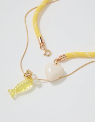 Aerie Chunky Heart Rope Charm Necklace