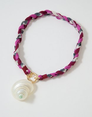 Женское колье Aerie Braided Chord Charm, цвет: Розовый — фото 3