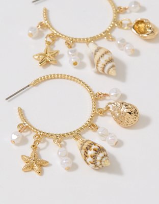 Aerie Chunky Charm Hoop Earrings