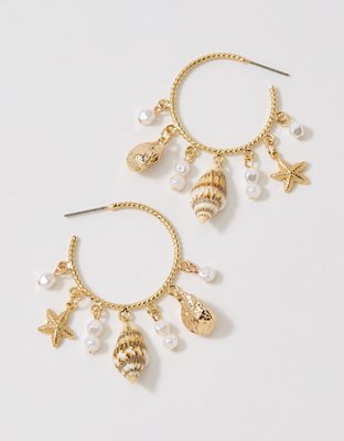 Aerie Chunky Charm Hoop Earrings