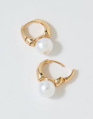 Aerie Pearl Hoop Earrings