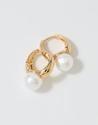 Aerie Pearl Hoop Earrings