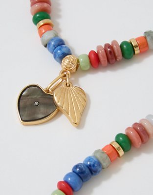 Женское колье Aerie Chunky Beaded Charm, цвет: Синий — фото 2