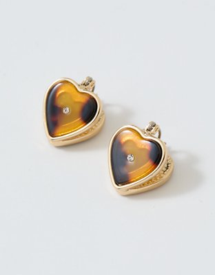 Aerie Resin Heart Huggie Earrings