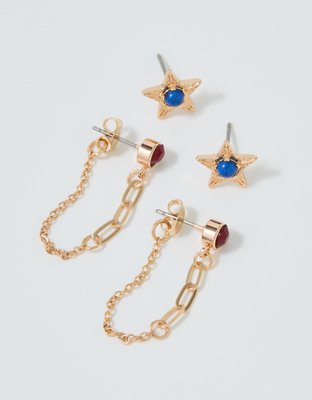 Женские серьги Aerie Star 2-Pack, цвет: Золотой — фото 2