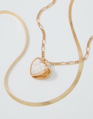 Женское колье Aerie Resin Heart Locket, цвет: Золотой — фото 2