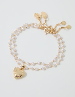 Женские браслеты Aerie Heart Locket Pack, цвет: Золотой — фото 1
