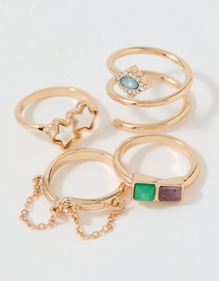 Кольца Aerie Gem Pack, цвет: Золотой — фото 1