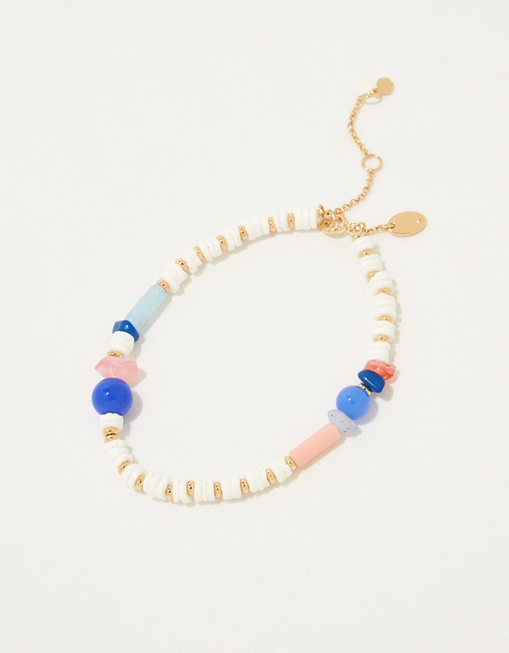 Aerie Glass Bead Shell Anklet