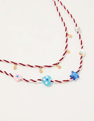 Aerie Happy Charm Cord Necklace