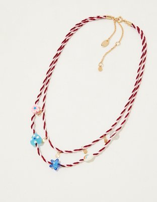 Aerie Happy Charm Cord Necklace