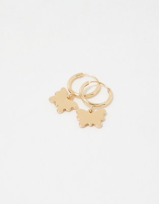 Aerie Metal Butterfly Huggie Earrings