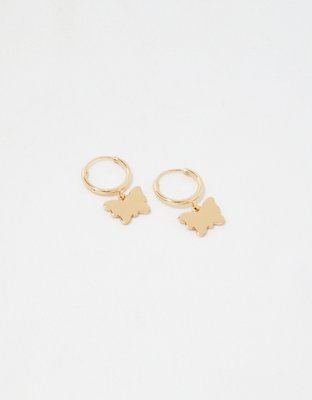 Aerie Metal Butterfly Huggie Earrings
