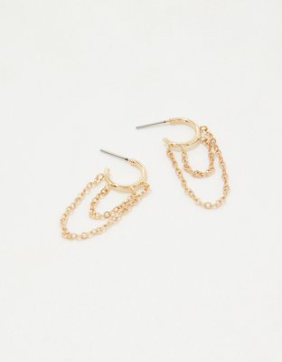 Aerie Double Chain Hoop Earrings