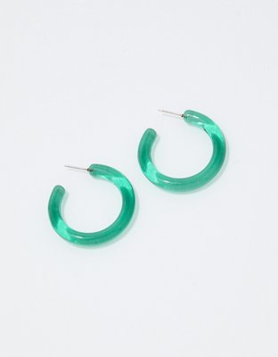 Aerie Neon Clear Hoop Earrings