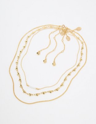 Aerie Dainty Heart And Pearl Necklace Pack