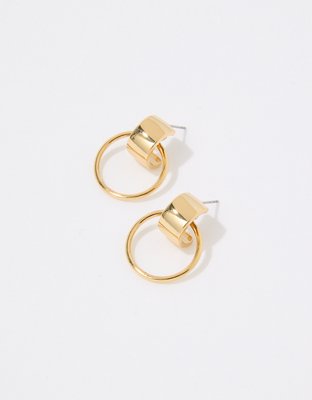 Teardrop Hoop Studs Earrings with Extra Long Chain Backs – i.a.m