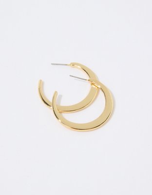 Flat hoop earrings on sale gold