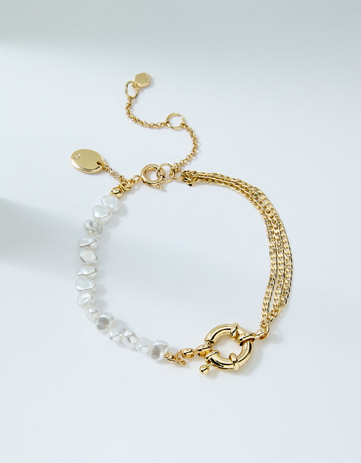 Aerie Chain And Pearl Mix Bracelet
