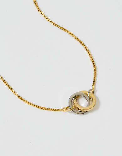 Aerie Mixed Metal Circle Necklace