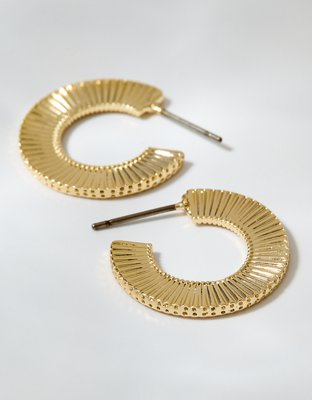 Aerie Embossed Chunky Hoop Earrings