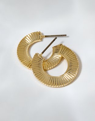 Aerie Embossed Chunky Hoop Earrings